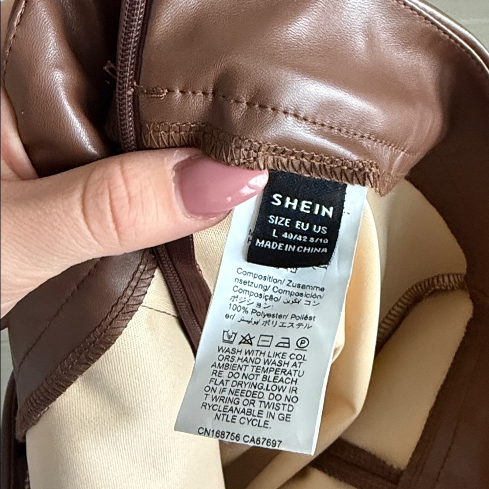 SHEIN  Brown Leather Skirt - Picture 6 of 7